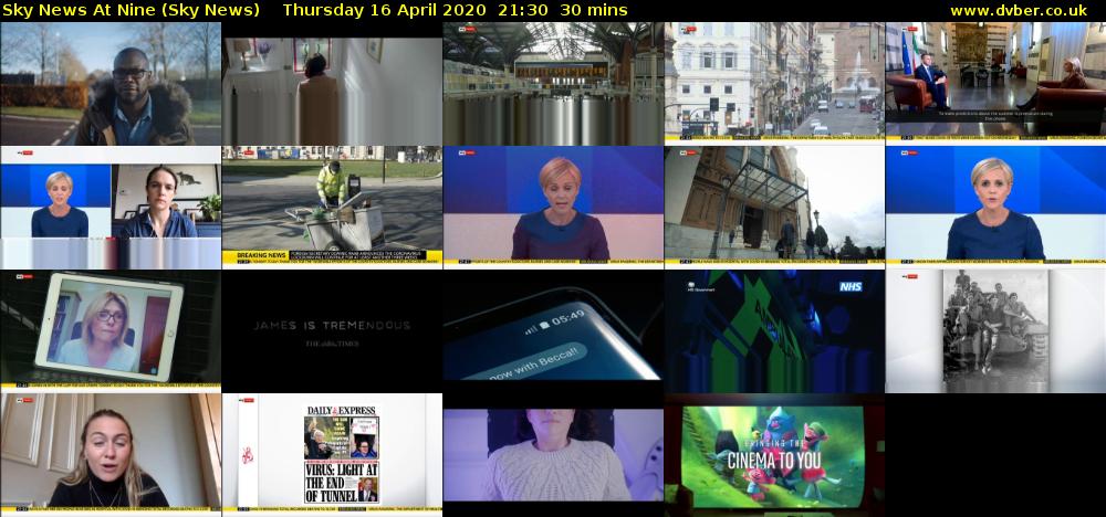 Sky News At Nine (Sky News) Thursday 16 April 2020 21:30 - 22:00