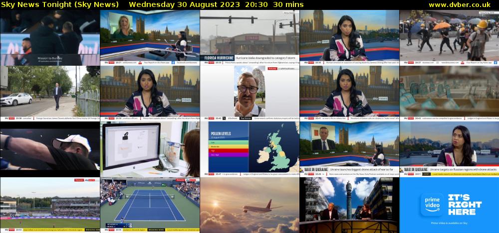 Sky News Tonight (Sky News) Wednesday 30 August 2023 20:30 - 21:00