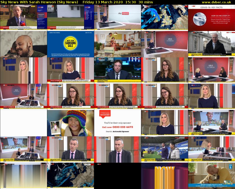 Sky News With Sarah Hewson (Sky News) Friday 13 March 2020 15:30 - 16:00