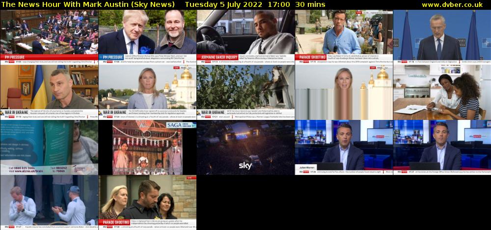 The News Hour With Mark Austin (Sky News) Tuesday 5 July 2022 17:00 - 17:30