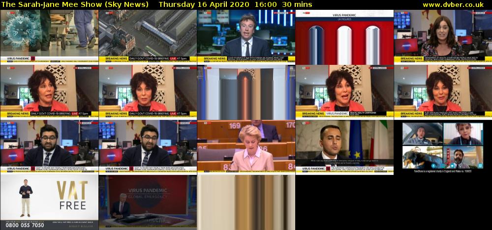 The Sarah-Jane Mee Show (Sky News) Thursday 16 April 2020 16:00 - 16:30