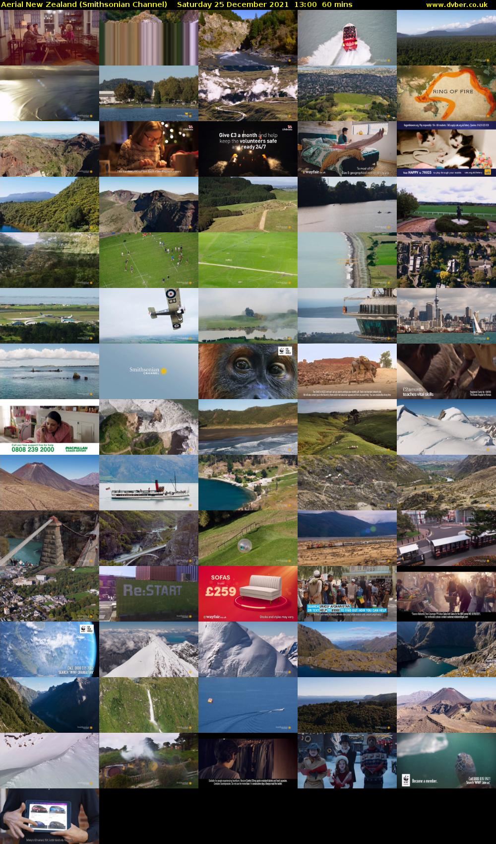 Aerial New Zealand (Smithsonian Channel) Saturday 25 December 2021 13:00 - 14:00
