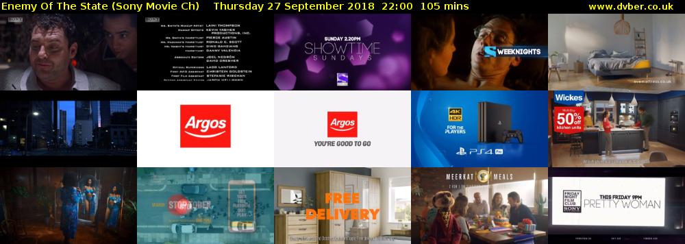 Enemy Of The State (Sony Movie Ch) Thursday 27 September 2018 22:00 - 23:45