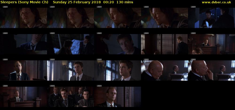 Sleepers (Sony Movie Ch) Sunday 25 February 2018 00:20 - 02:30