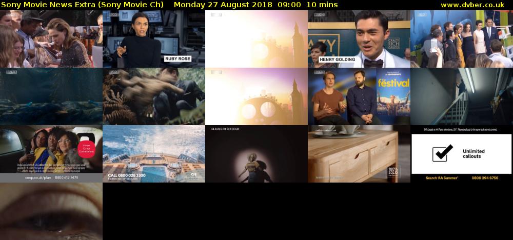 Sony Movie News Extra (Sony Movie Ch) Monday 27 August 2018 09:00 - 09:10