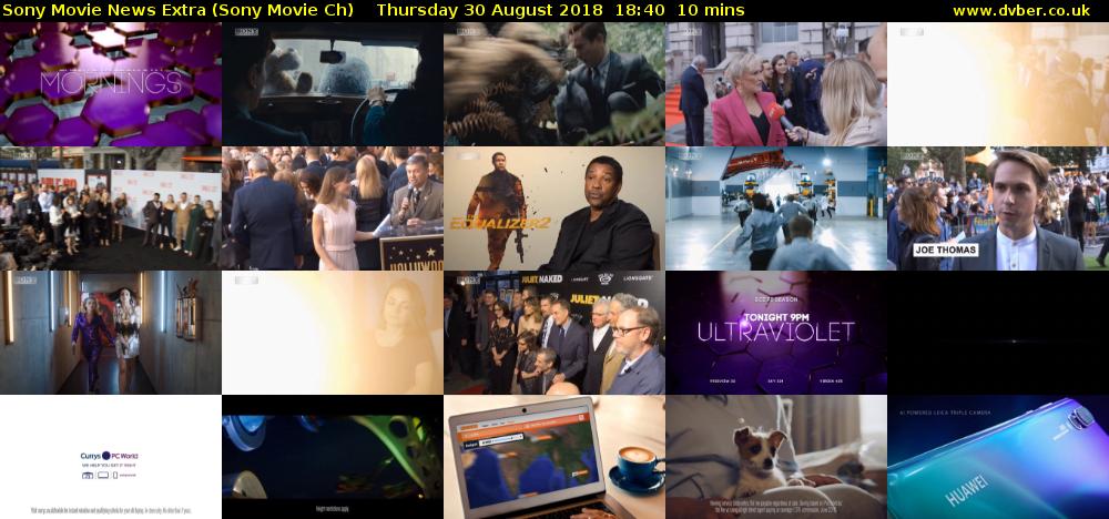 Sony Movie News Extra (Sony Movie Ch) Thursday 30 August 2018 18:40 - 18:50