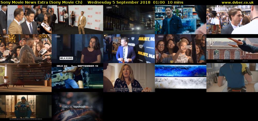 Sony Movie News Extra (Sony Movie Ch) Wednesday 5 September 2018 01:00 - 01:10