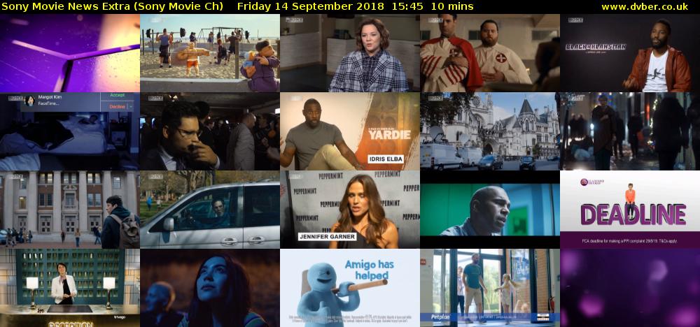 Sony Movie News Extra (Sony Movie Ch) Friday 14 September 2018 15:45 - 15:55
