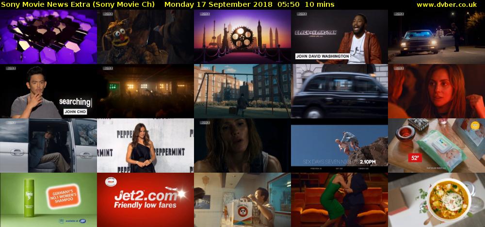 Sony Movie News Extra (Sony Movie Ch) Monday 17 September 2018 05:50 - 06:00