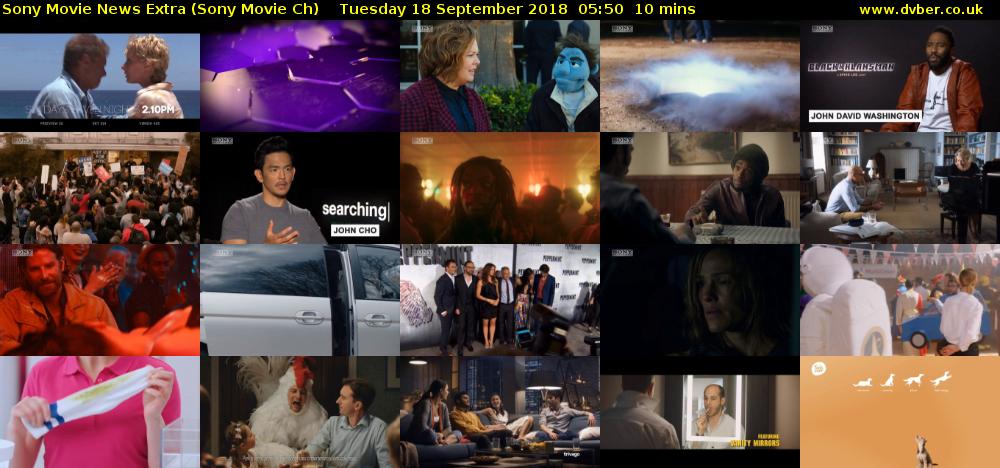 Sony Movie News Extra (Sony Movie Ch) Tuesday 18 September 2018 05:50 - 06:00