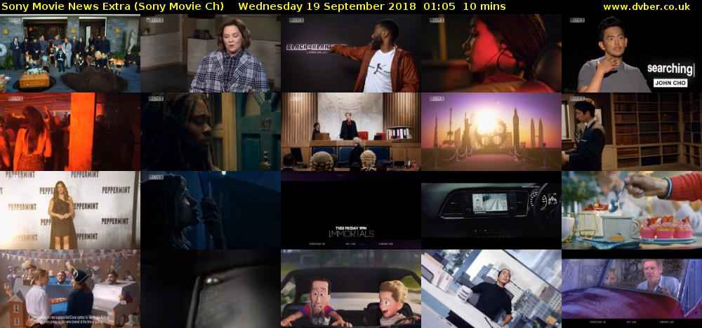 Sony Movie News Extra (Sony Movie Ch) Wednesday 19 September 2018 01:05 - 01:15