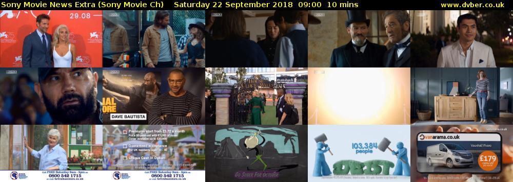 Sony Movie News Extra (Sony Movie Ch) Saturday 22 September 2018 09:00 - 09:10