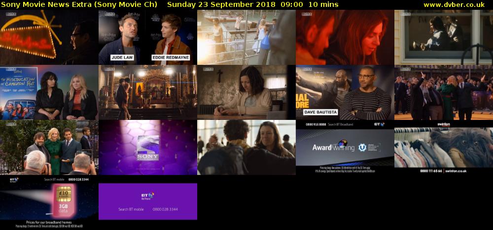 Sony Movie News Extra (Sony Movie Ch) Sunday 23 September 2018 09:00 - 09:10
