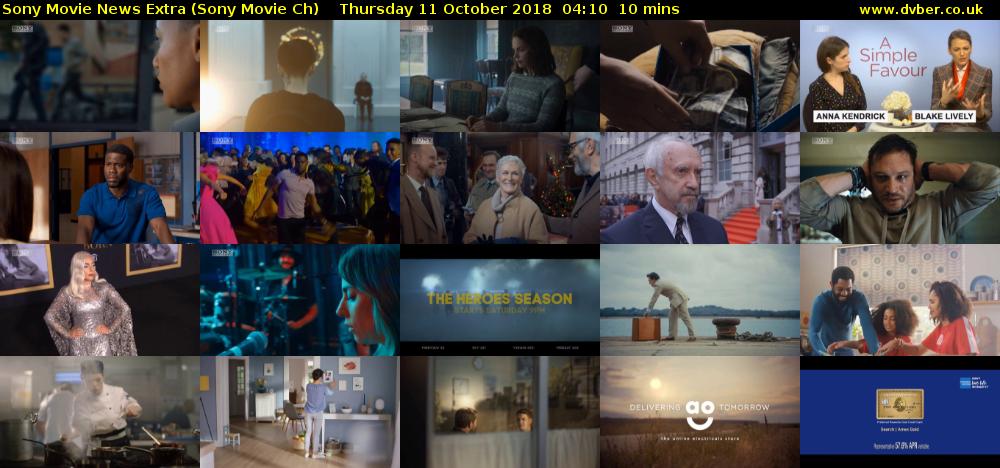Sony Movie News Extra (Sony Movie Ch) Thursday 11 October 2018 04:10 - 04:20