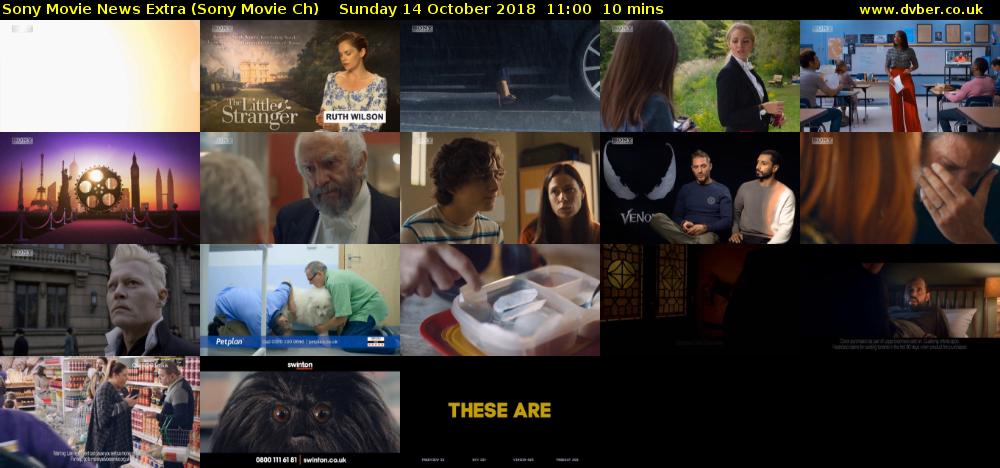 Sony Movie News Extra (Sony Movie Ch) Sunday 14 October 2018 11:00 - 11:10