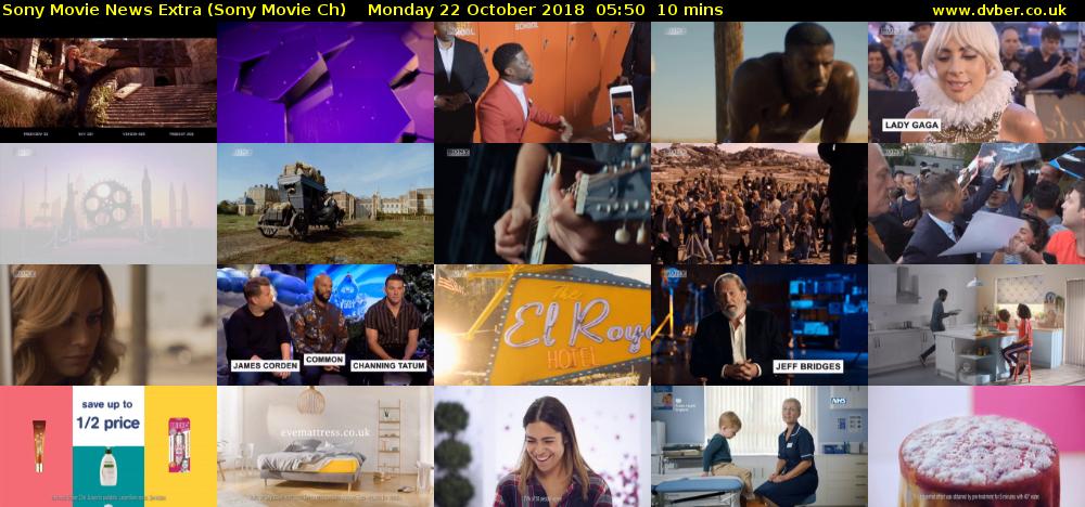 Sony Movie News Extra (Sony Movie Ch) Monday 22 October 2018 05:50 - 06:00