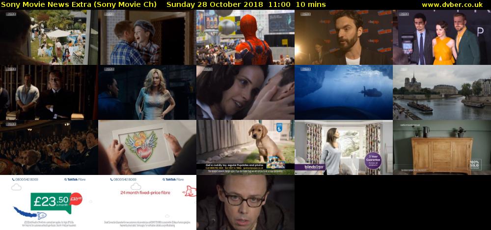 Sony Movie News Extra (Sony Movie Ch) Sunday 28 October 2018 11:00 - 11:10