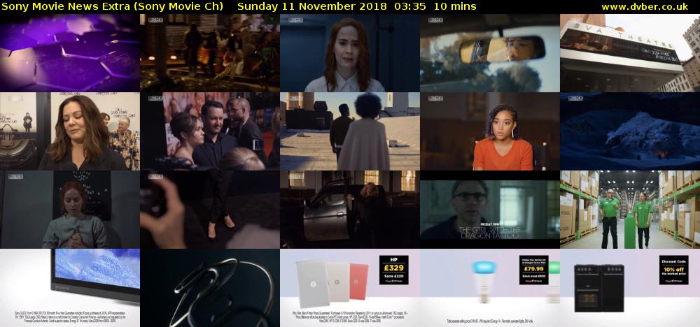 Sony Movie News Extra (Sony Movie Ch) Sunday 11 November 2018 03:35 - 03:45