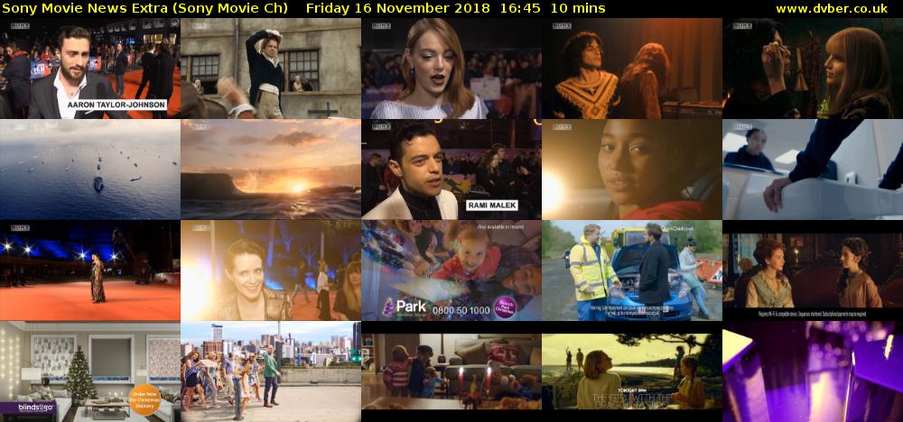 Sony Movie News Extra (Sony Movie Ch) Friday 16 November 2018 16:45 - 16:55