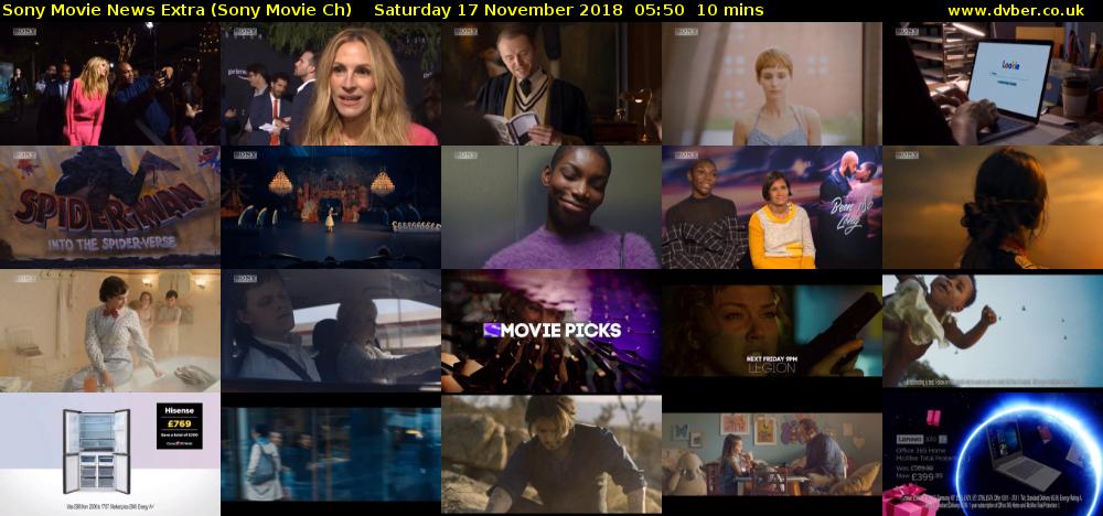 Sony Movie News Extra (Sony Movie Ch) Saturday 17 November 2018 05:50 - 06:00