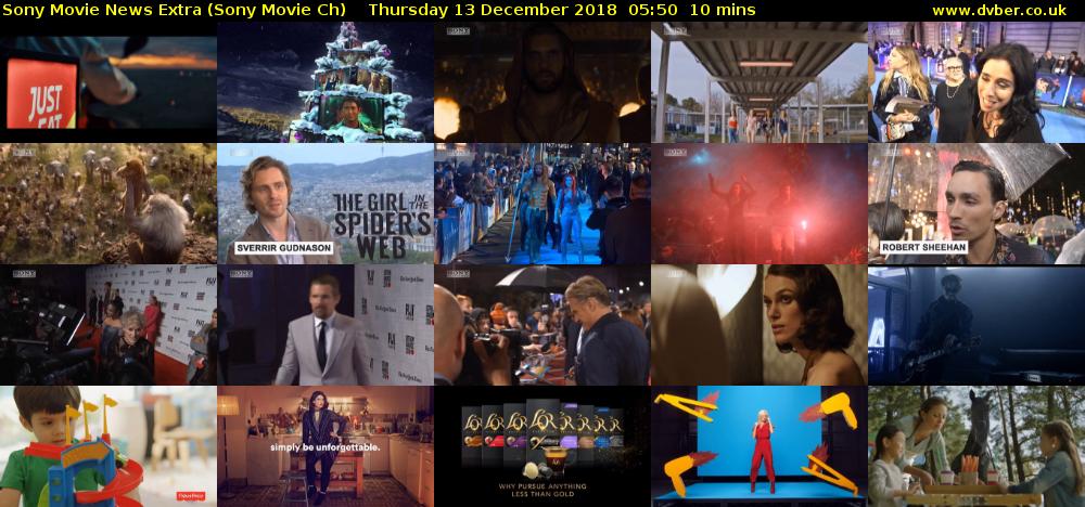 Sony Movie News Extra (Sony Movie Ch) Thursday 13 December 2018 05:50 - 06:00