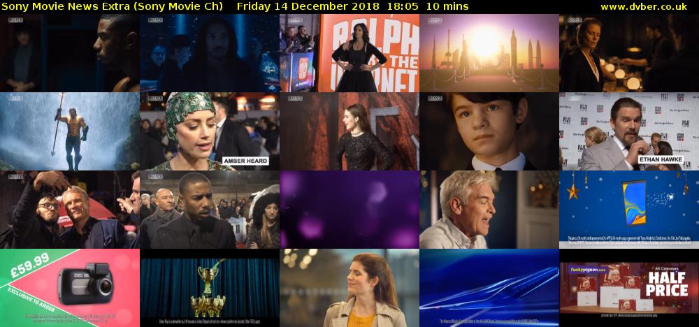 Sony Movie News Extra (Sony Movie Ch) Friday 14 December 2018 18:05 - 18:15