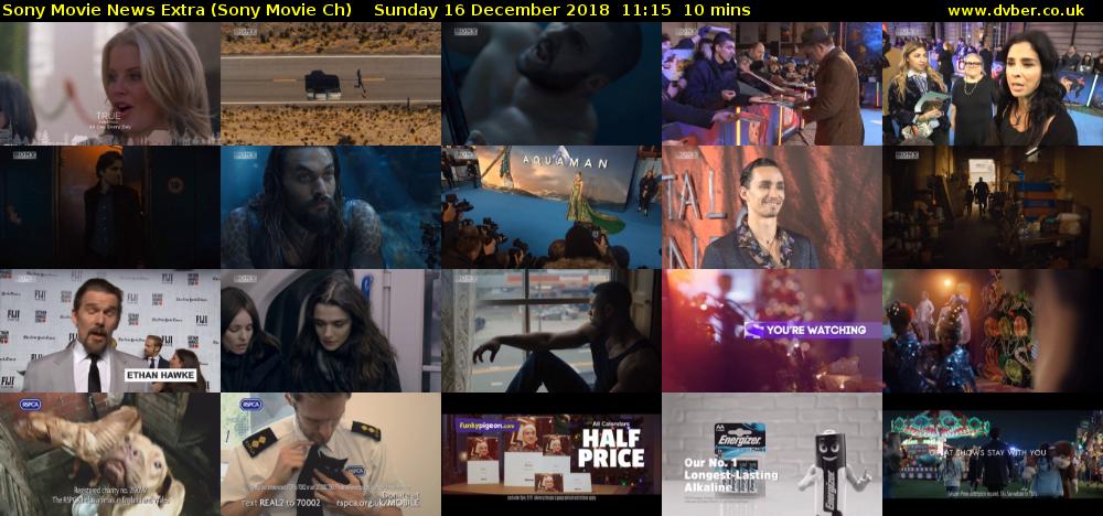 Sony Movie News Extra (Sony Movie Ch) Sunday 16 December 2018 11:15 - 11:25