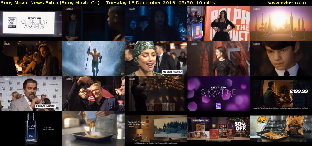 Sony Movie News Extra (Sony Movie Ch) Tuesday 18 December 2018 05:50 - 06:00