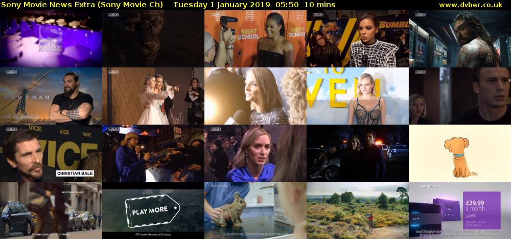 Sony Movie News Extra (Sony Movie Ch) Tuesday 1 January 2019 05:50 - 06:00