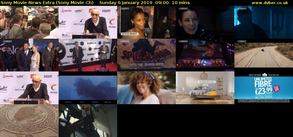 Sony Movie News Extra (Sony Movie Ch) Sunday 6 January 2019 09:00 - 09:10