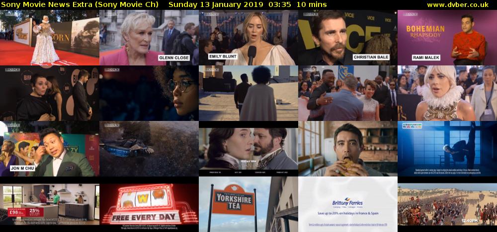 Sony Movie News Extra (Sony Movie Ch) Sunday 13 January 2019 03:35 - 03:45