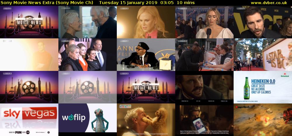 Sony Movie News Extra (Sony Movie Ch) Tuesday 15 January 2019 03:05 - 03:15
