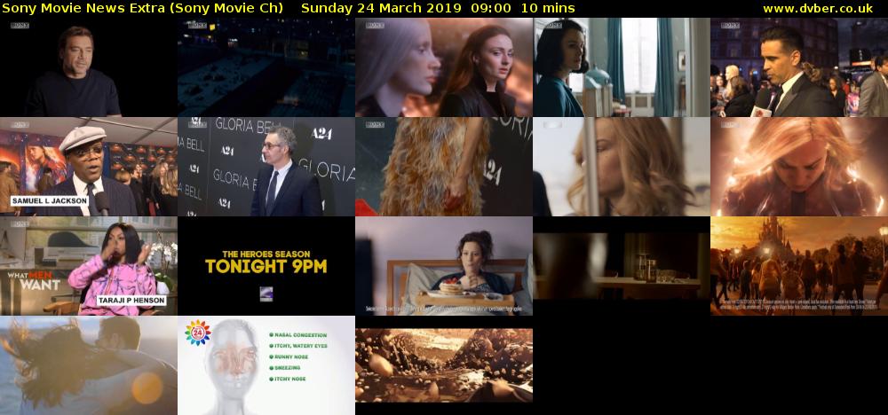 Sony Movie News Extra (Sony Movie Ch) Sunday 24 March 2019 09:00 - 09:10