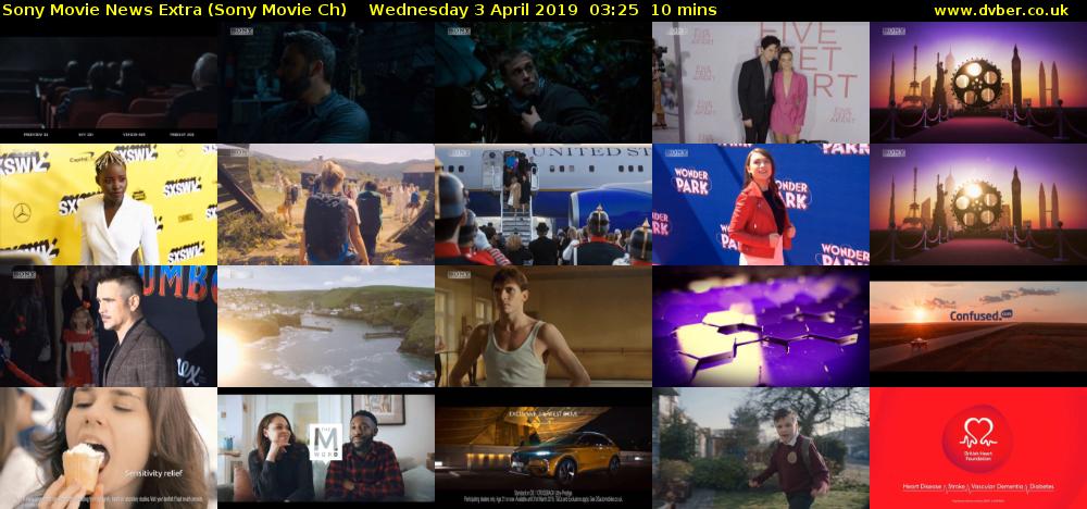Sony Movie News Extra (Sony Movie Ch) Wednesday 3 April 2019 03:25 - 03:35