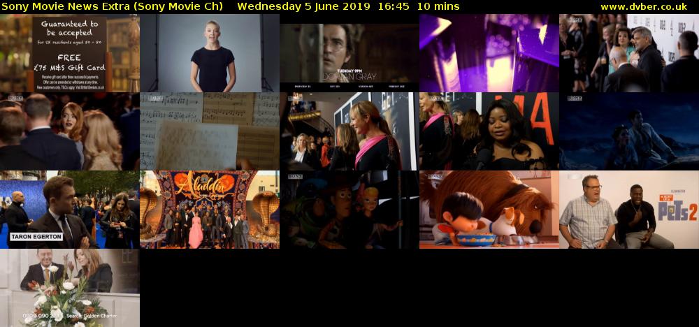Sony Movie News Extra (Sony Movie Ch) Wednesday 5 June 2019 16:45 - 16:55