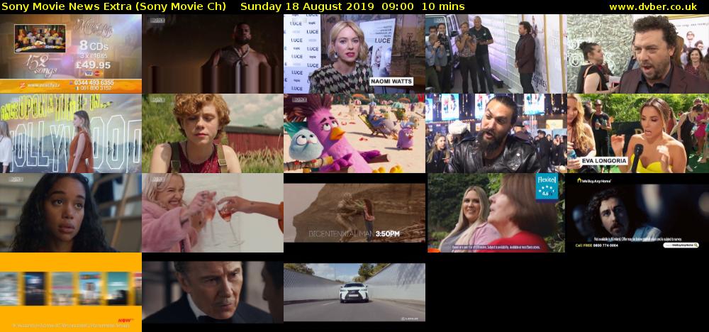Sony Movie News Extra (Sony Movie Ch) Sunday 18 August 2019 09:00 - 09:10