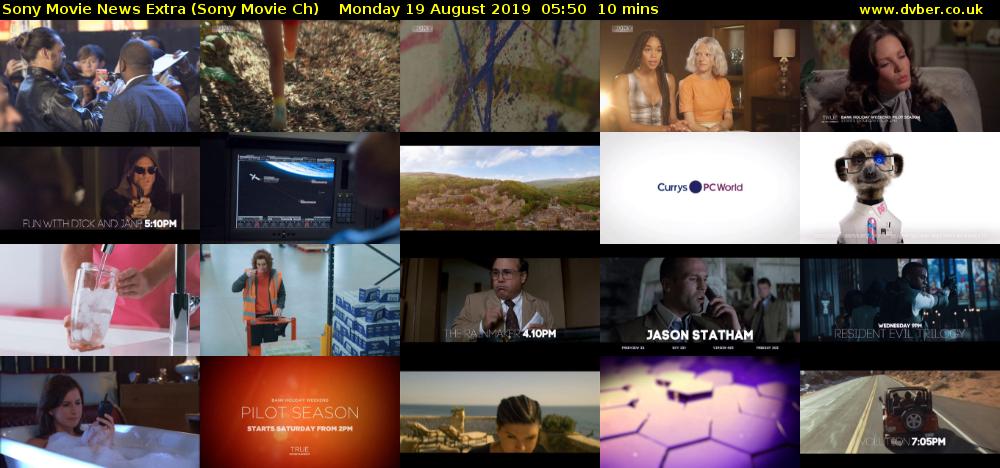 Sony Movie News Extra (Sony Movie Ch) Monday 19 August 2019 05:50 - 06:00