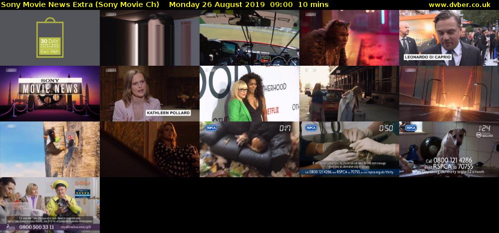 Sony Movie News Extra (Sony Movie Ch) Monday 26 August 2019 09:00 - 09:10