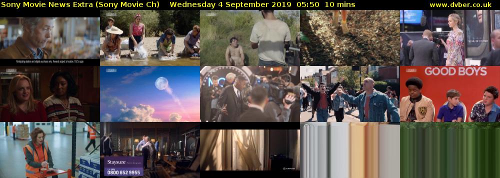 Sony Movie News Extra (Sony Movie Ch) Wednesday 4 September 2019 05:50 - 06:00