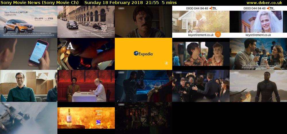 Sony Movie News (Sony Movie Ch) Sunday 18 February 2018 21:55 - 22:00