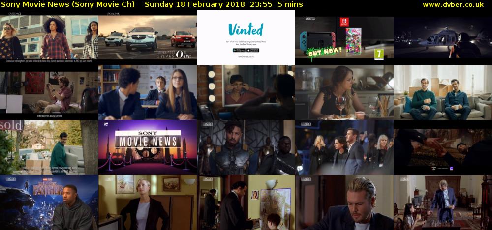 Sony Movie News (Sony Movie Ch) Sunday 18 February 2018 23:55 - 00:00