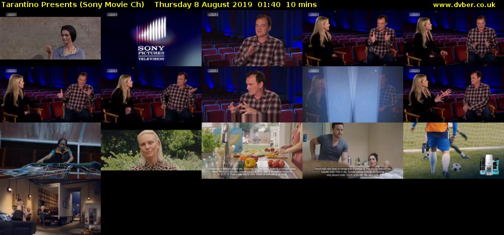 Tarantino Presents (Sony Movie Ch) Thursday 8 August 2019 01:40 - 01:50