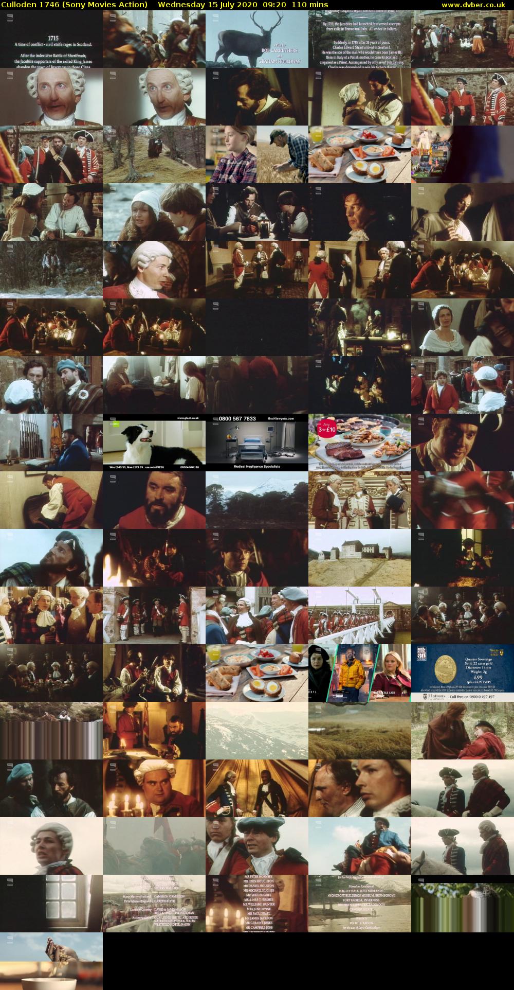 Culloden 1746 (Sony Movies Action) Wednesday 15 July 2020 09:20 - 11:10