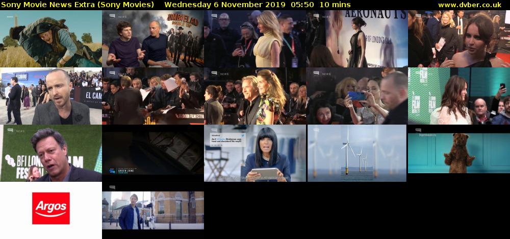 Sony Movie News Extra (Sony Movies) Wednesday 6 November 2019 05:50 - 06:00