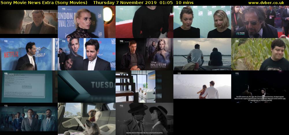 Sony Movie News Extra (Sony Movies) Thursday 7 November 2019 01:05 - 01:15