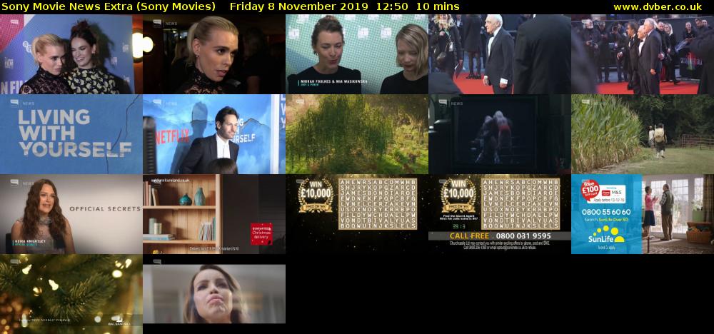 Sony Movie News Extra (Sony Movies) Friday 8 November 2019 12:50 - 13:00