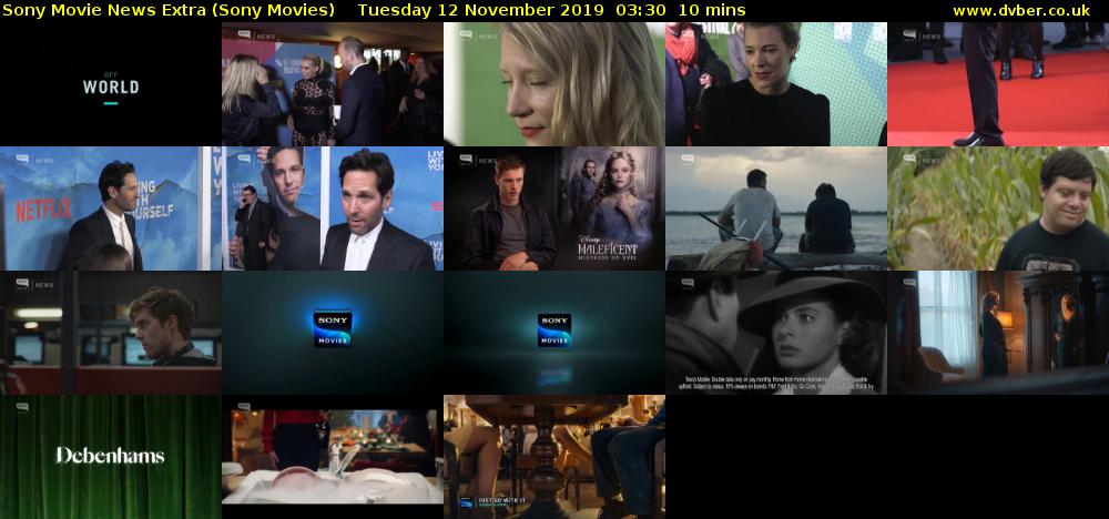 Sony Movie News Extra (Sony Movies) Tuesday 12 November 2019 03:30 - 03:40