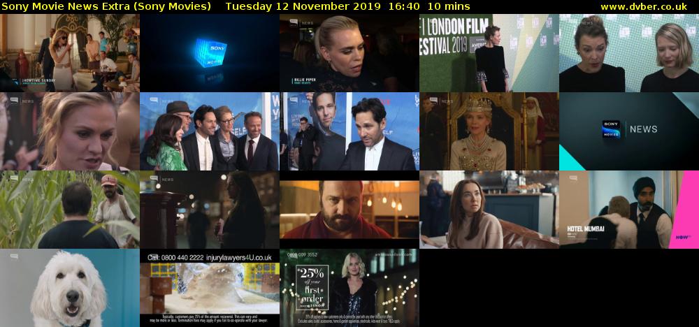 Sony Movie News Extra (Sony Movies) Tuesday 12 November 2019 16:40 - 16:50