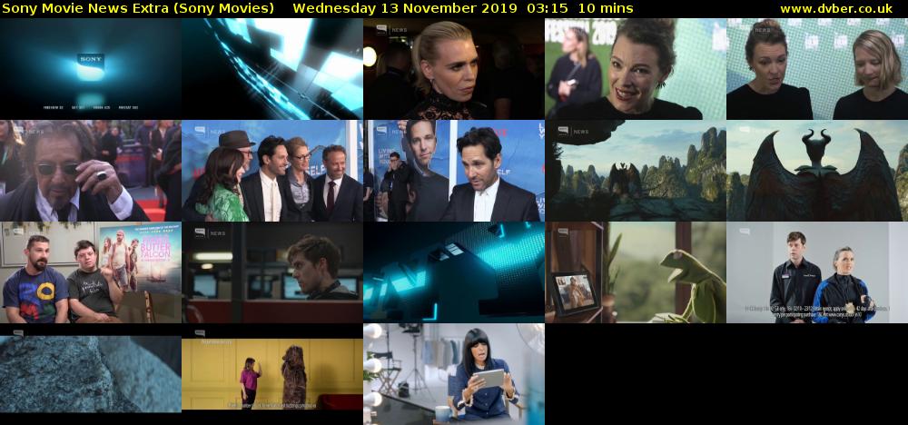 Sony Movie News Extra (Sony Movies) Wednesday 13 November 2019 03:15 - 03:25