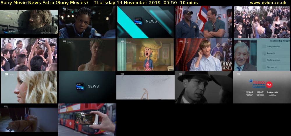 Sony Movie News Extra (Sony Movies) Thursday 14 November 2019 05:50 - 06:00